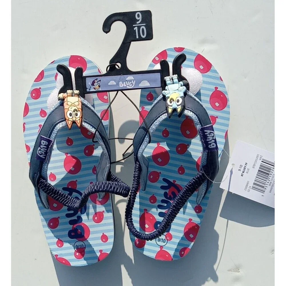 Bluey Toddler BoyS Flip Flops with Heel Strap Size 9-10
